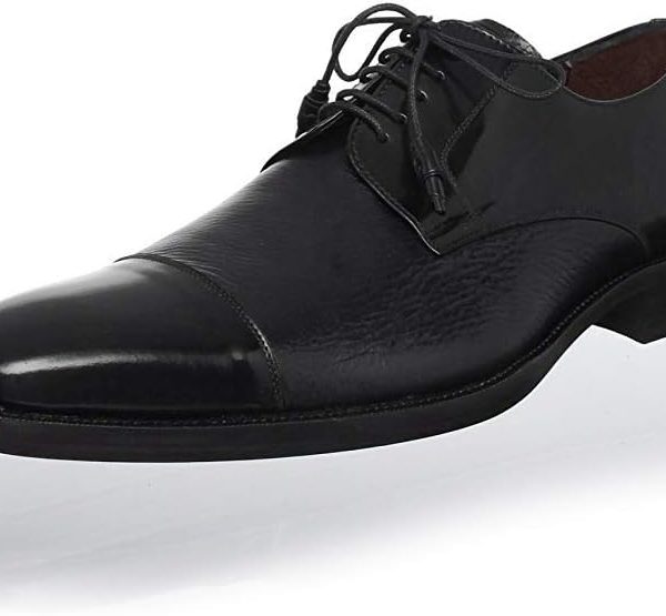 Men's Cap Toe Dress Shoe - Deerskin and Polished Calfskin with Elegant Tassel Detail - Handcrafted in Spain