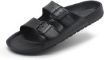 Men’s Lightweight Comfort Slides Double Buckle Slip-on Adjustable Orthopedic Flat Sandals