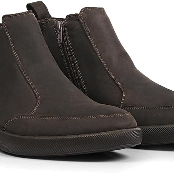 Men's Casual Leather Boots – 100% Genuine Leather, Lace-Up Design, Comfort Air Latex Insole, Odor Control, Lightweight, Flexible, Durable Sole for All-Day Walking or Work Use