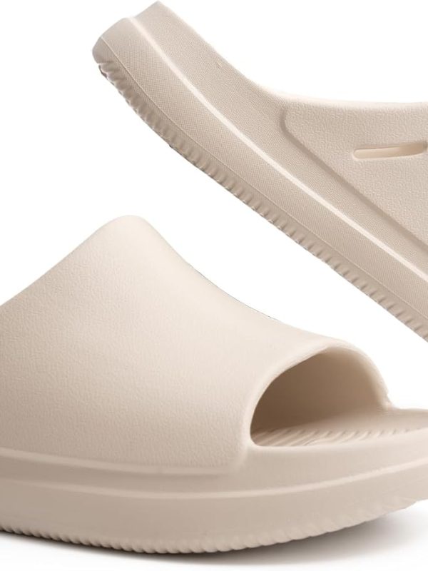 QIGEGE Cloud Slides Sandalsfor Men, Comfort Platform Lightweight Slippers Slides, Foam Shower House Slippers Summer Open Toe Recovery Sandals for Indoor and Outdoor