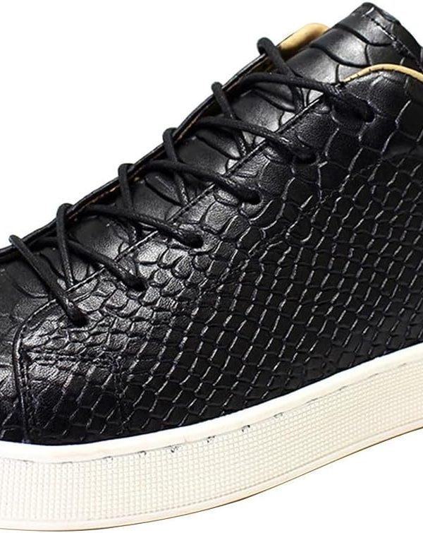 Mens Casual Shoes Genunie Leather Sneakers Comfort Walking Shoes Fashion Modern Breathable Crocodile Embossing Anti-Slip Soles Flat Derby for Men