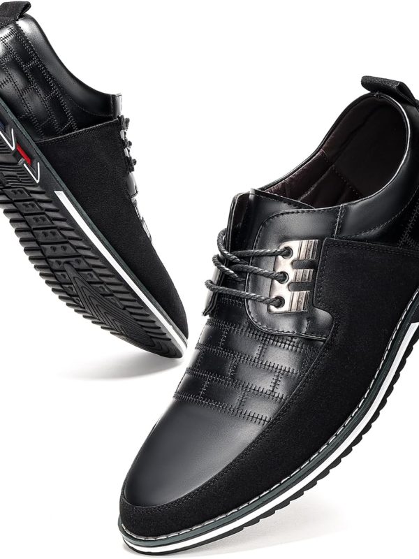 Mens Dress Shoes Casual Business Oxford Derby Orthopedic Leather Shoes Simple Lace-up Walk Loafers Flats Shoes for Men